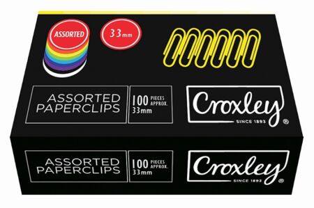 image | 1880f159b5a1d26baf45635c0a0d2cb5 | CROXLEY 33mm PVC Assorted Paper Clips 100's | Croxley SA