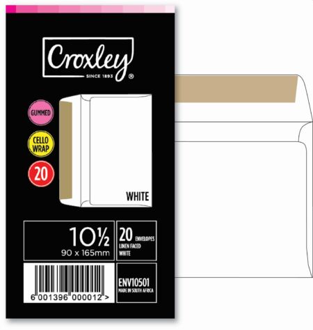 image | 1e83dc254ef181bf8b1f08a2fd2b9bcc | CROXLEY JD 10 and a Half Linen Faced White Gummed Envelopes | Croxley SA