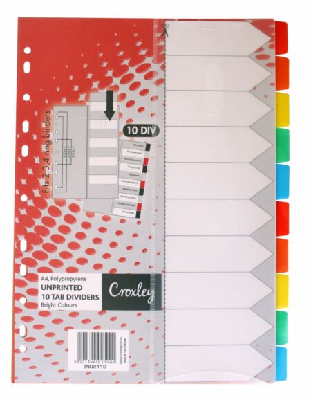 image | 373012893085aaba89485b2fb9a3ebc3 scaled | CROXLEY Indices Polypropylene - Unprinted 10 Divider Set & I | Croxley SA