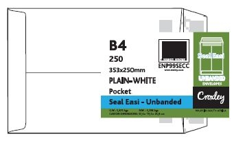 image | 7a6a8b98f557f734d07682b8ea292980 | CROXLEY JD99SECC B4 White Seal Easi Envelopes - Unbanded | Croxley SA