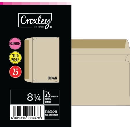 image | 84ad08beff786a3ff52598fd83702b15 | CROXLEY JD 90SMB 8¼ Brown Gummed Envelopes - Cello 25's | Croxley SA