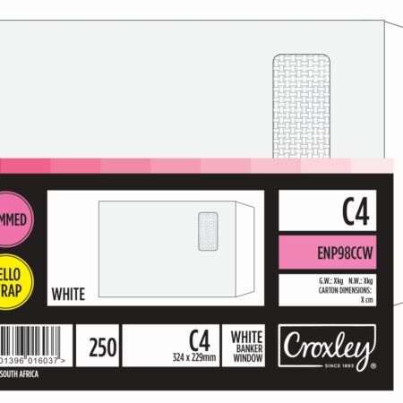 image | a5754212e52a5be0e0a4806b1ff79b27 | CROXLEY JD98CCW C4 White Window Envelopes - Unbanded | Croxley SA