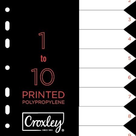 image | ce85aef4c80e1f2675b54604c0ba9826 | CROXLEY Indices Polypropylene - Printed 1-10 Divider Set | Croxley SA