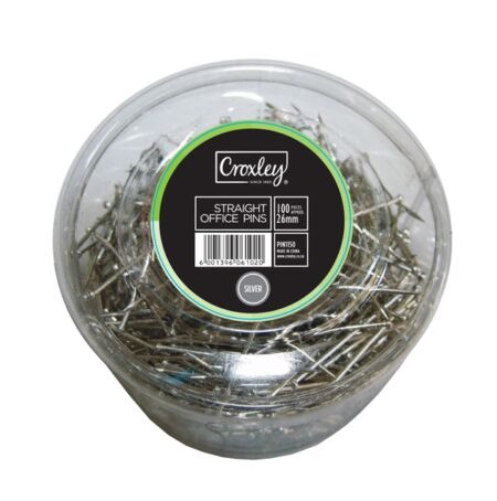 image | cff5b7f4adf2ae7c7da574218148a6e0 | CROXLEY 26mm Straight Office Pins Tub 100g | Croxley SA