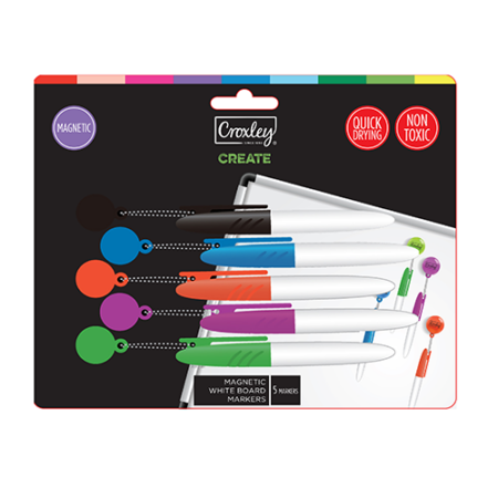 image | c0086eda6c43cbf9227efb789433bb38 | CROXLEY Magnetic Chain White Board Marker 5 piece Blister Ca | Croxley SA