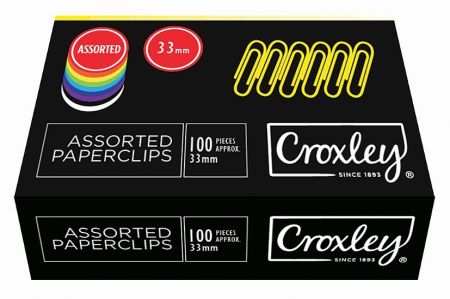 image | 1880f159b5a1d26baf45635c0a0d2cb5 | CROXLEY 33mm PVC Assorted Paper Clips 100's | Croxley SA