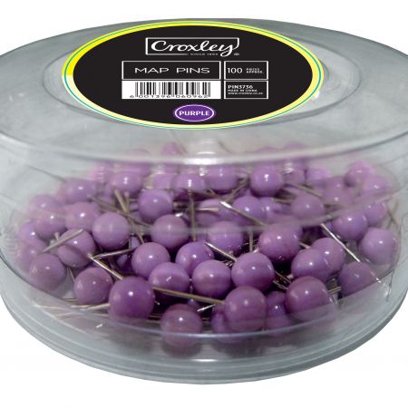 image | 1980dc1b2d265affce4d9de081ea6254 | CROXLEY 0.5mm Map Pins (Purple) (Pack of 100 Pins) | Croxley SA