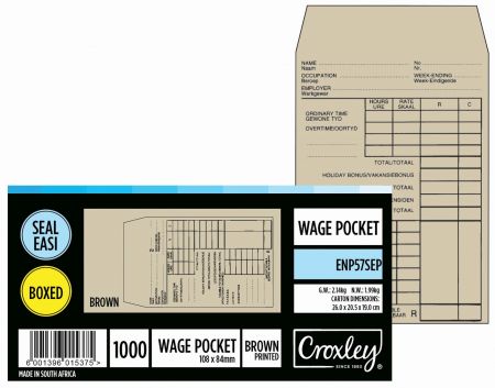 image | 301d52d9a5bd7465c93eb96a093af0ec | CROXLEY JD57SEP Printed Wage Pocket - Latex Seal Easi No.57 | Croxley SA