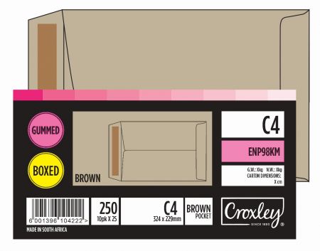 image | 312d0aa731f6c10f1c608f1c353a6e35 | CROXLEY JD98KM C4 Brown Gummed Envelopes - Unbanded | Croxley SA