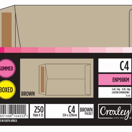 image | 312d0aa731f6c10f1c608f1c353a6e35 | CROXLEY JD98KM C4 Brown Gummed Envelopes - Unbanded | Croxley SA