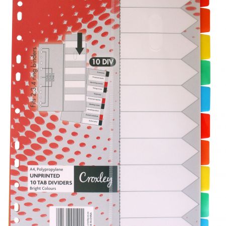 image | 373012893085aaba89485b2fb9a3ebc3 | CROXLEY Indices Polypropylene - Unprinted 10 Divider Set & I | Croxley SA