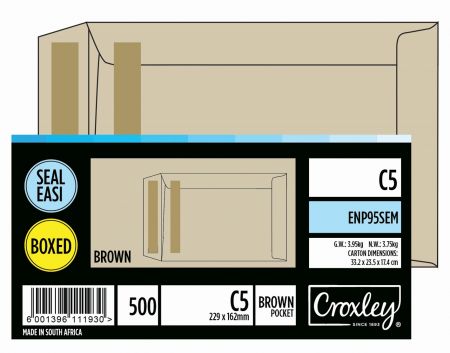 image | 40315c63ff55e82f5a36a5d624e6eed5 | CROXLEY JD95SEM C5 Brown Seal Easi Envelopes - Unbanded | Croxley SA