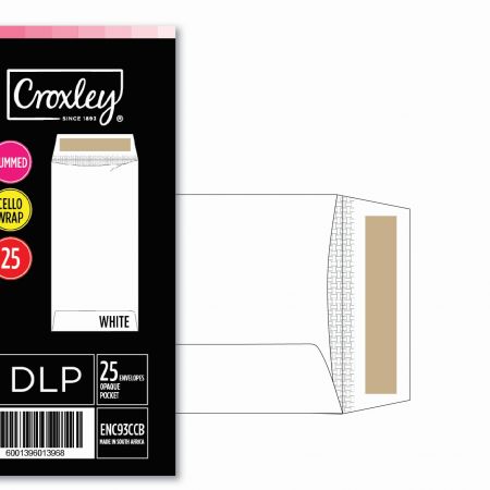 image | 439db9f8939495a9def4fb5273a1df23 | CROXLEY JD93CCBC DLP (Pocket) White Gummed Envelopes - Cello | Croxley SA