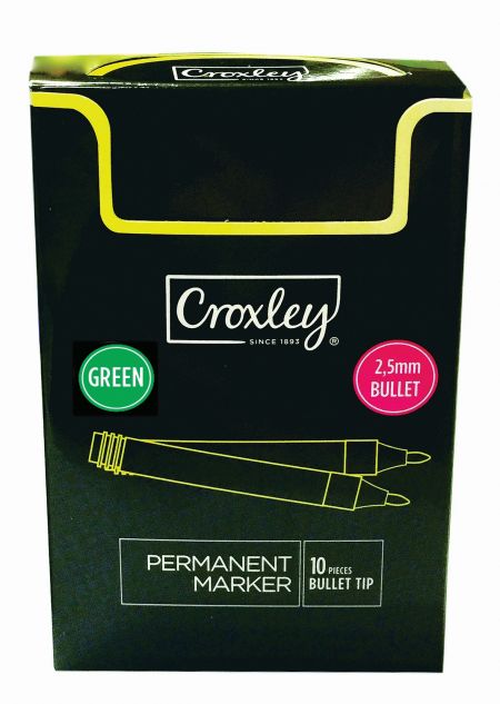 image | 596a7f970a3e50449504bd72f77a6bc2 | CROXLEY Permanent Marker Bullet Green | Croxley SA