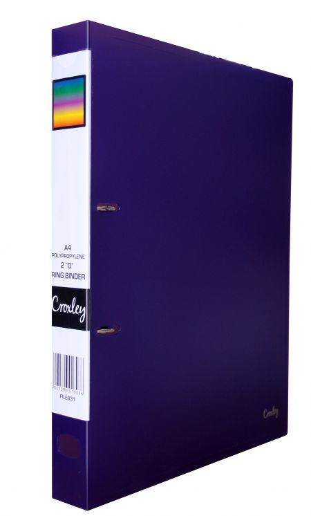 image | 6419581f44aa9a8d04190348714e2ae3 scaled | CROXLEY 2D Polypropylene Ring Binder Purple | Croxley SA