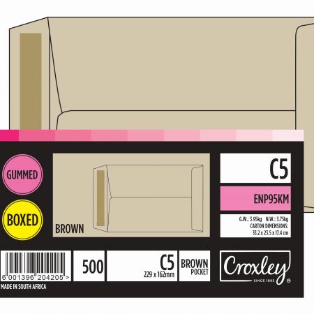 image | 8328762d45dcf759785d3826210677ae | CROXLEY JD95KM C5 Brown Gummed Envelopes - Unbanded | Croxley SA