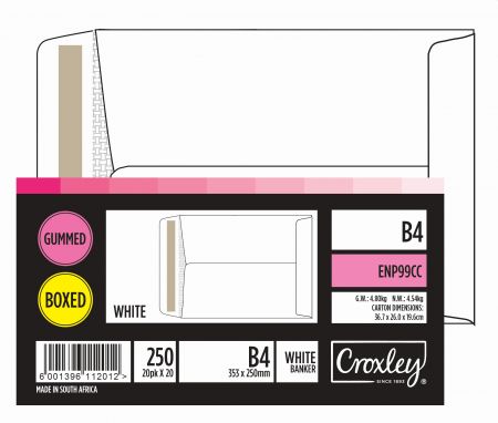 image | 8b00f123f659ed75466782a38848fc5c scaled | CROXLEY JD99CC B4 White Gummed Envelopes - Unbanded | Croxley SA