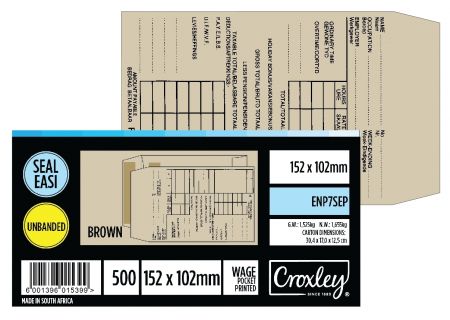 image | 97c637e32e0125329d2523cb119cef58 | CROXLEY JD7SEP Printed Wage Pocket - Latex Seal Easi No.7 - | Croxley SA