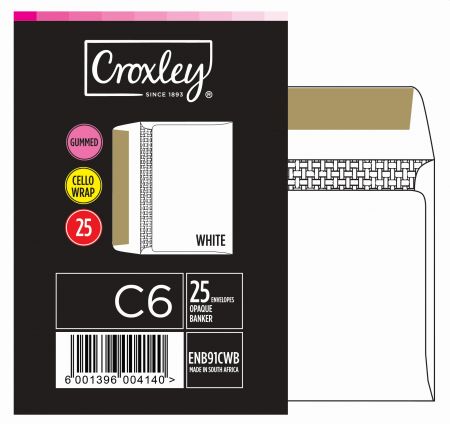 image | 99f387a46feae47cf35e9c5b8ebfe675 scaled | CROXLEY JD91CWB C6 White Gummed Envelopes - Cello 25's | Croxley SA