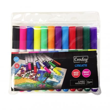 image | a5c180430d6f1eb91cb6856e8e39dfa4 | CROXLEY CREATE Jumbo Fibretip Markers (Wallet of 12 Assorted | Croxley SA