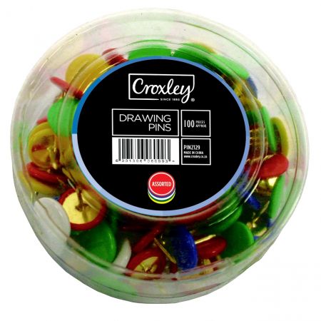 image | bc1419fb76b4fb76f511dffbf234857b | CROXLEY 11mm Drawing Pins (Assorted Colours) (Tub of 100 Pin | Croxley SA