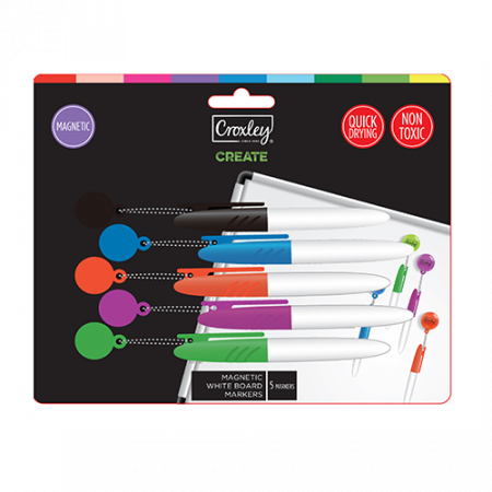 image | c0086eda6c43cbf9227efb789433bb38 | CROXLEY Magnetic Chain White Board Marker 5 piece Blister Ca | Croxley SA