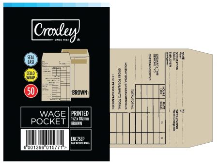 image | c4a22daeab6d1c236fbc4569c83481e3 | CROXLEY JD7SEPC Wage Pocket Printed No.7 152x110 Cello 50's | Croxley SA