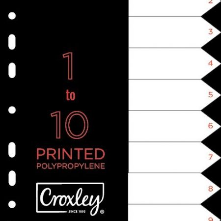 image | ce85aef4c80e1f2675b54604c0ba9826 | CROXLEY Indices Polypropylene - Printed 1-10 Divider Set | Croxley SA