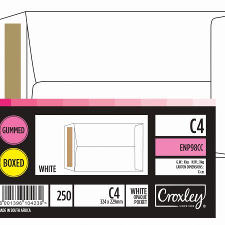 image | d77f5d243a308323dc9c7138fde1f761 | CROXLEY JD98CC C4 White Gummed Envelopes - Unbanded | Croxley SA