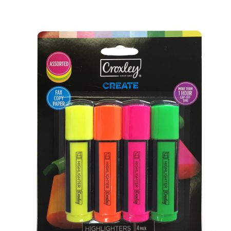 image | e2508e574c418602f3730dea074b2862 | CROXLEY CREATE Assorted Highlighters 4 Carded | Croxley SA