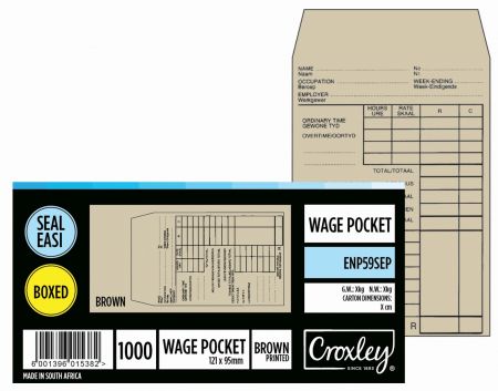 image | e97245842a46a4176fbd11bc6c0deeb5 | CROXLEY JD59SEP Printed Wage Pocket - Latex Seal Easi No.59 | Croxley SA