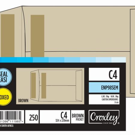 image | ed61224ad521cc3c1d27427125fce2ca | CROXLEY JD98SEM C4 Brown Seal Easi Envelopes - Unbanded | Croxley SA