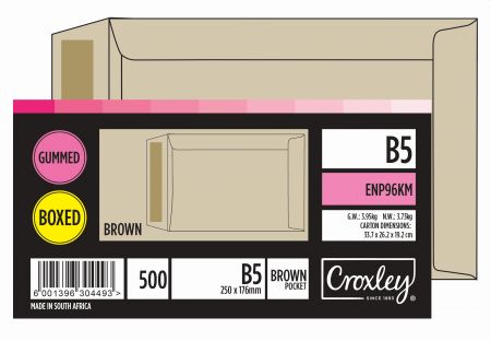 image | f1e33ba114ae92d50faed3cbc2c293a9 scaled | CROXLEY JD96KM B5 Brown Gummed Envelopes - Unbanded | Croxley SA