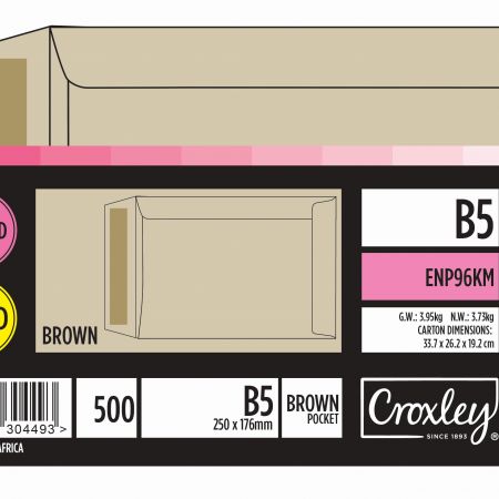 image | f1e33ba114ae92d50faed3cbc2c293a9 | CROXLEY JD96KM B5 Brown Gummed Envelopes - Unbanded | Croxley SA