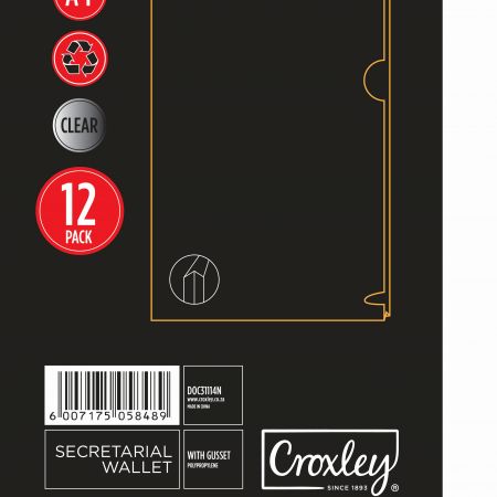 image | fba5f1728fdc911fc28012d3f706146d | CROXLEY Document Wallet with Gusset - A4 (Clear) | Croxley SA