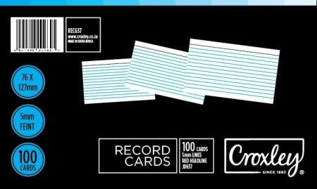 image | fee17f5e25b1bb42e9342ff84d492871 | CROXLEY JD637 Record Cards 76x127 Cello 100's per Packet | Croxley SA