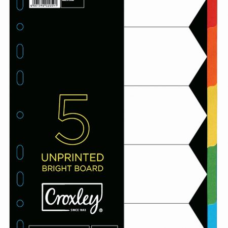 image | ff5a5a2e5780f0dc1beb0042e3f26da5 | CROXLEY JD1479 160GSM Rainbow Bright Colour Dividers 5 Part | Croxley SA