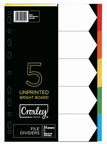 image | ff5a5a2e5780f0dc1beb0042e3f26da5 scaled | CROXLEY JD1479 160GSM Rainbow Bright Colour Dividers 5 Part | Croxley SA